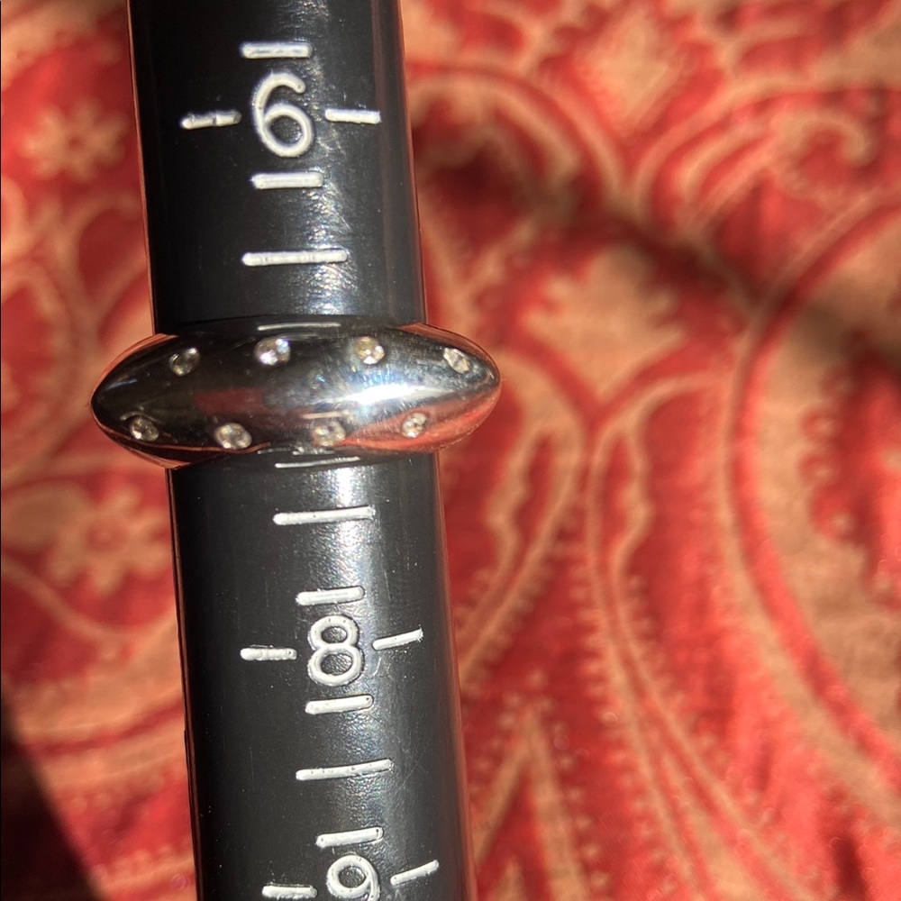 Sterling Silver Diamond Studded Ring